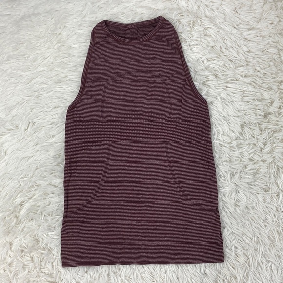 Lululemon Run: Swiftly Tech Tank Tonka Stripe Heathered Bordeaux Drama Bordeaux - Picture 1 of 4